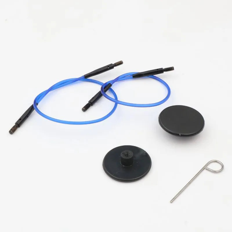KnitPro Mini Fixed Blue Nylon Cable Set for Denim Indigo Tips