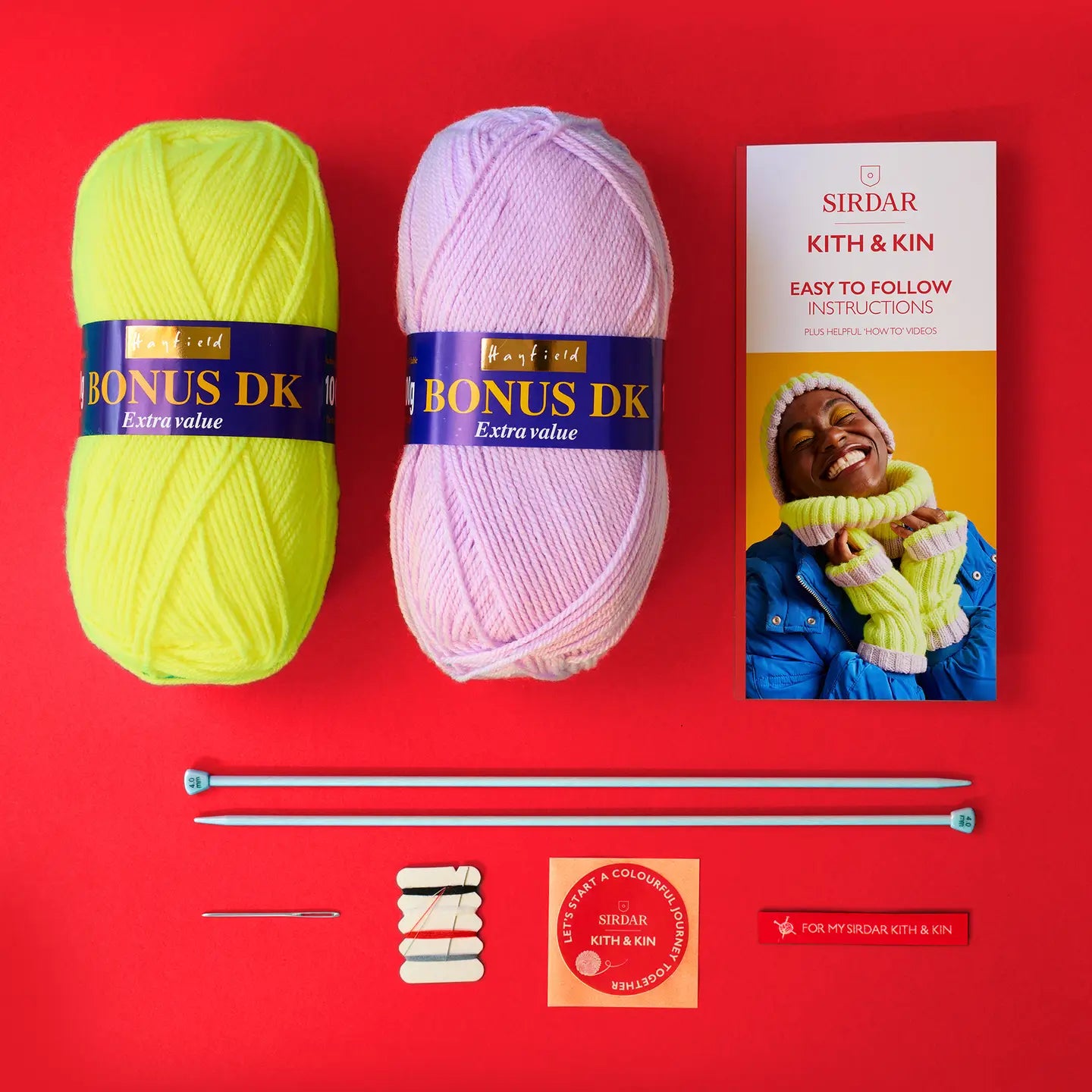 Sirdar Kith & Kin Knitting Kit - Highlighter Hat Set