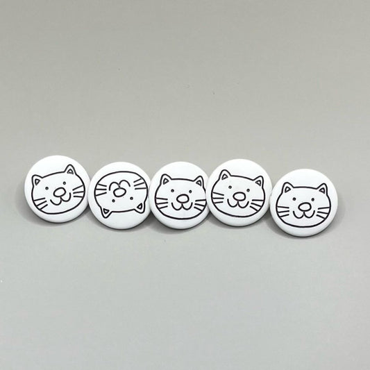 15mm — White With Black Cat Face