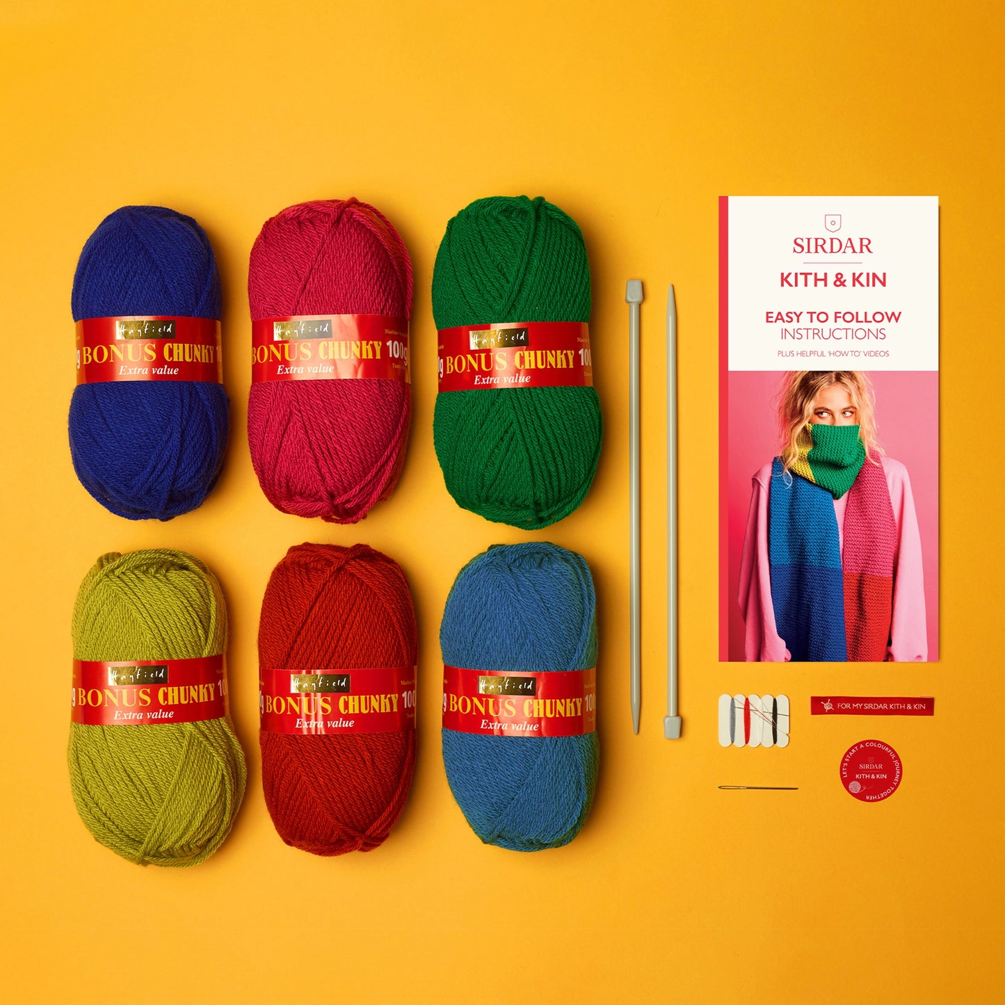 Sirdar Kith & Kin Knitting Kit - Colour Block Scarf